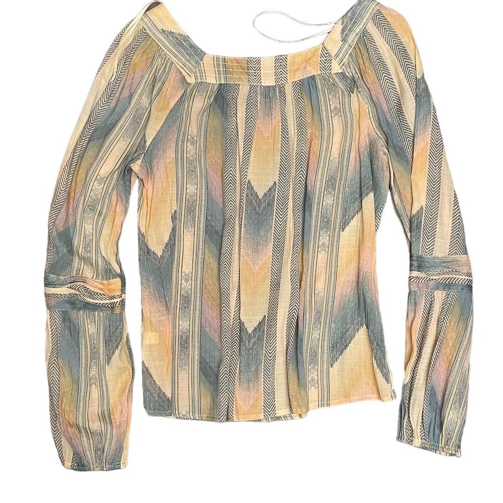 LC Lauren Conrad Women's M Peasant Striped Long Sleeve Blouse Multicolor